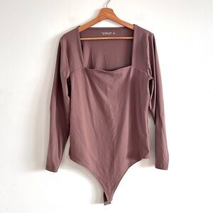 Abercrombie & Fitch square neck dark tan soft stretch bodysuit XL